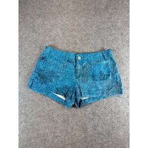 Bongo Shorts Womens 11 Blue Abstract Floral Print Hot Pants Streetwear Y2K Boho